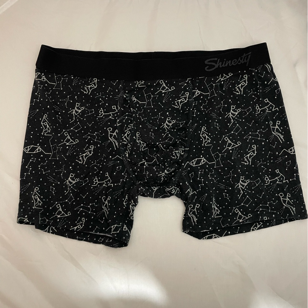 Shinesty Men’s Black Boxer Briefs with White Constellation Print